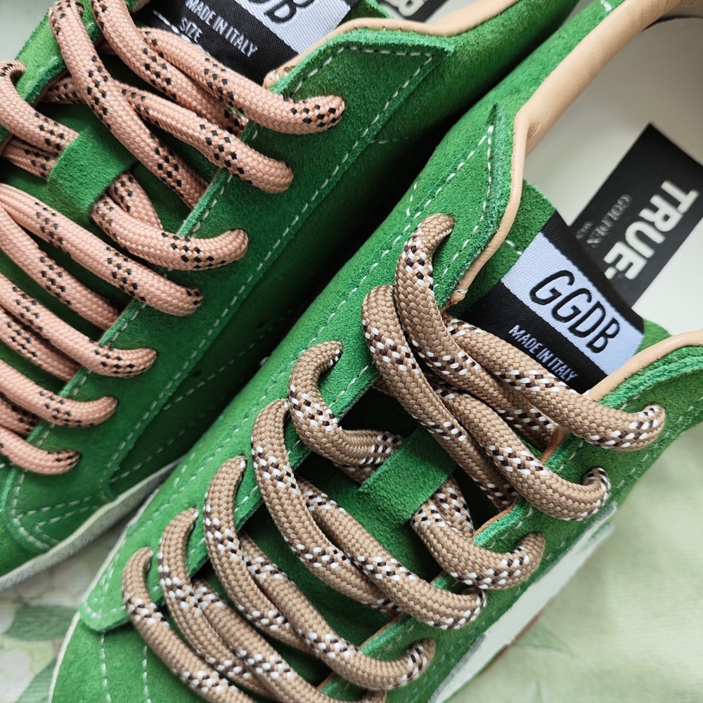 Golden Goose Green Suede Sneakers with White Star & Tan Accents - Picture 3 of 7